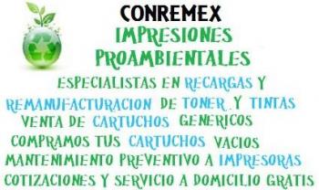 RECARGAS DE TONER Y TINTAS CONREMEX (Impresin y publicaciones), en MEXICO, D.F., 			MEXICO