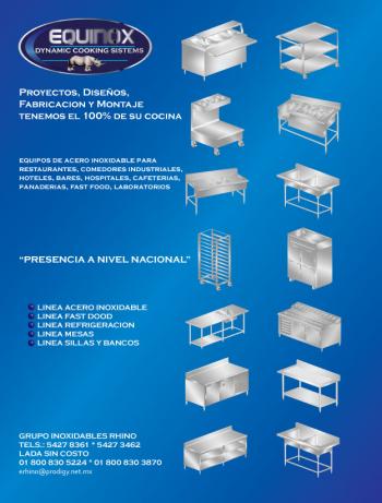 MOBILIARIO DE ACERO INOXIDABLE (Equipos y Servicios), en MEXICI, 			DISTRITO FEDERAL