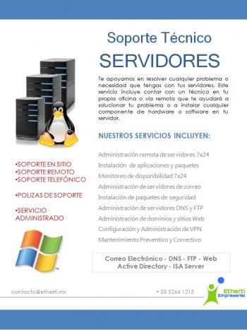 Soporte tcnico para redes y servidores (Computo e Informtica), en Mxico, D.F., 			DISTRITO FEDERAL