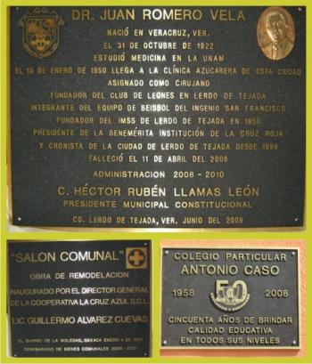 Placas conmemorativas y de inauguracion (Minerales y Metalurgia), en Boca del Rio, 			VERACRUZ