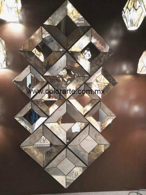 Espejo avejentado decorativo en 3D con marco de acero acanalado (Casa y Jardn), en Tonala, 			JALISCO
